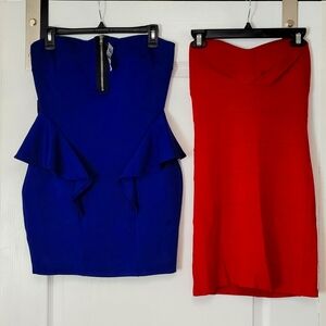 Two Strapless Cocktail Party Dresses Size Large NWT